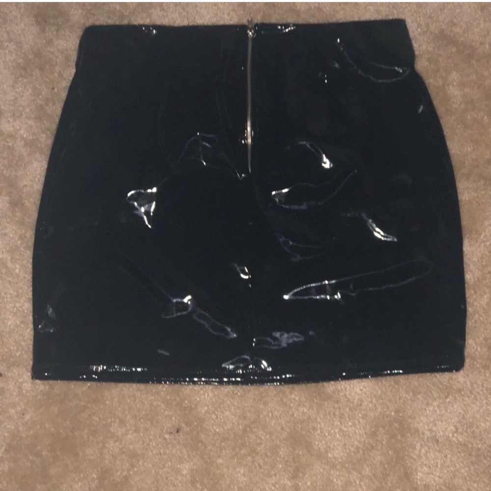 Latex black mini skirt